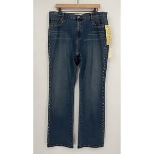 County Clothing Company Jeans Womens 16 Blue Beaded Straight Leg Turquoise NEW